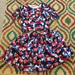 Express two piece floral crop top and skirt