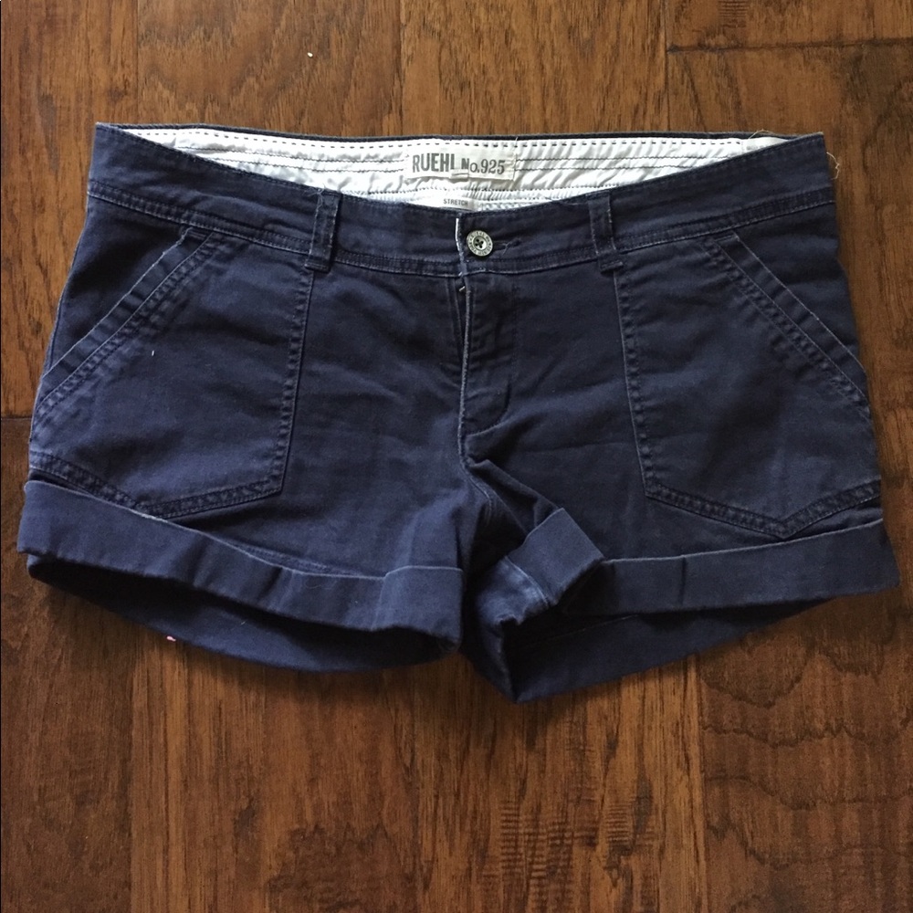 Navy blue khaki cuffed shorts