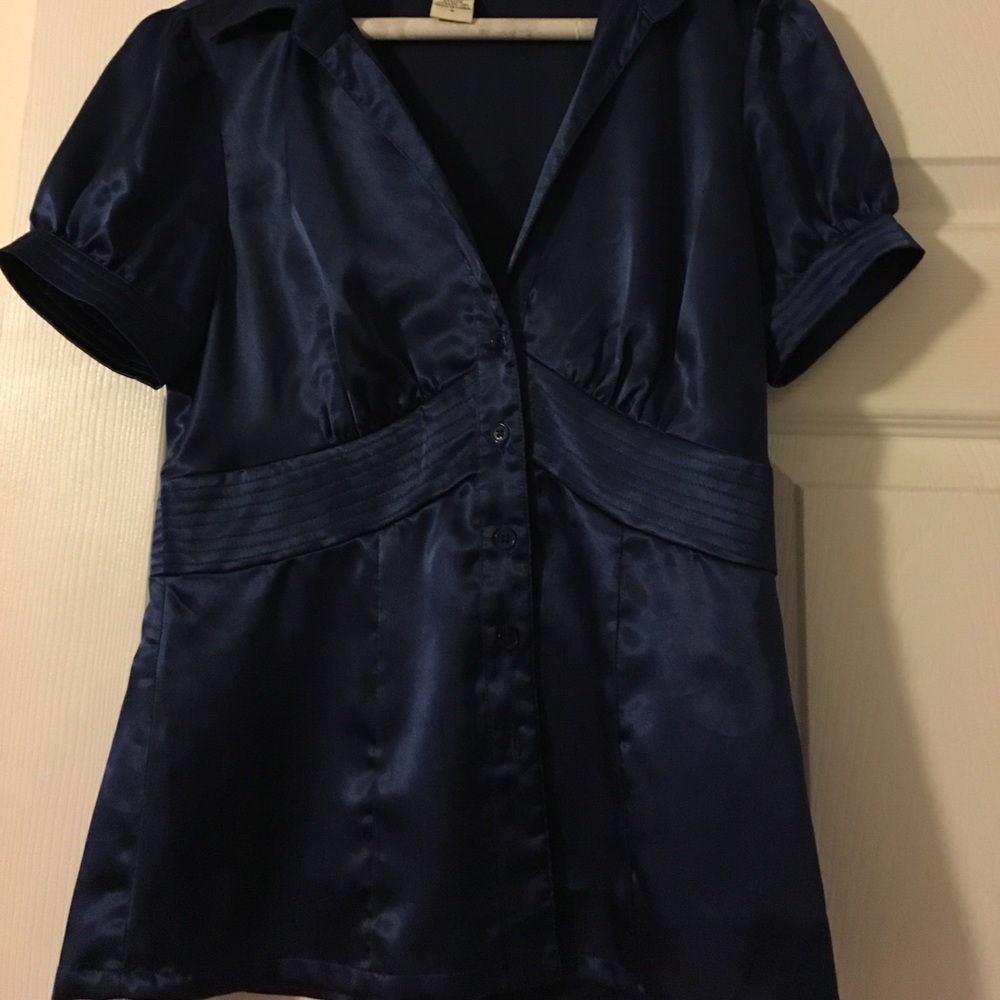 Navy button down