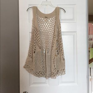 Free People crocheted vest with buttons