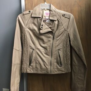Beige leather jacket