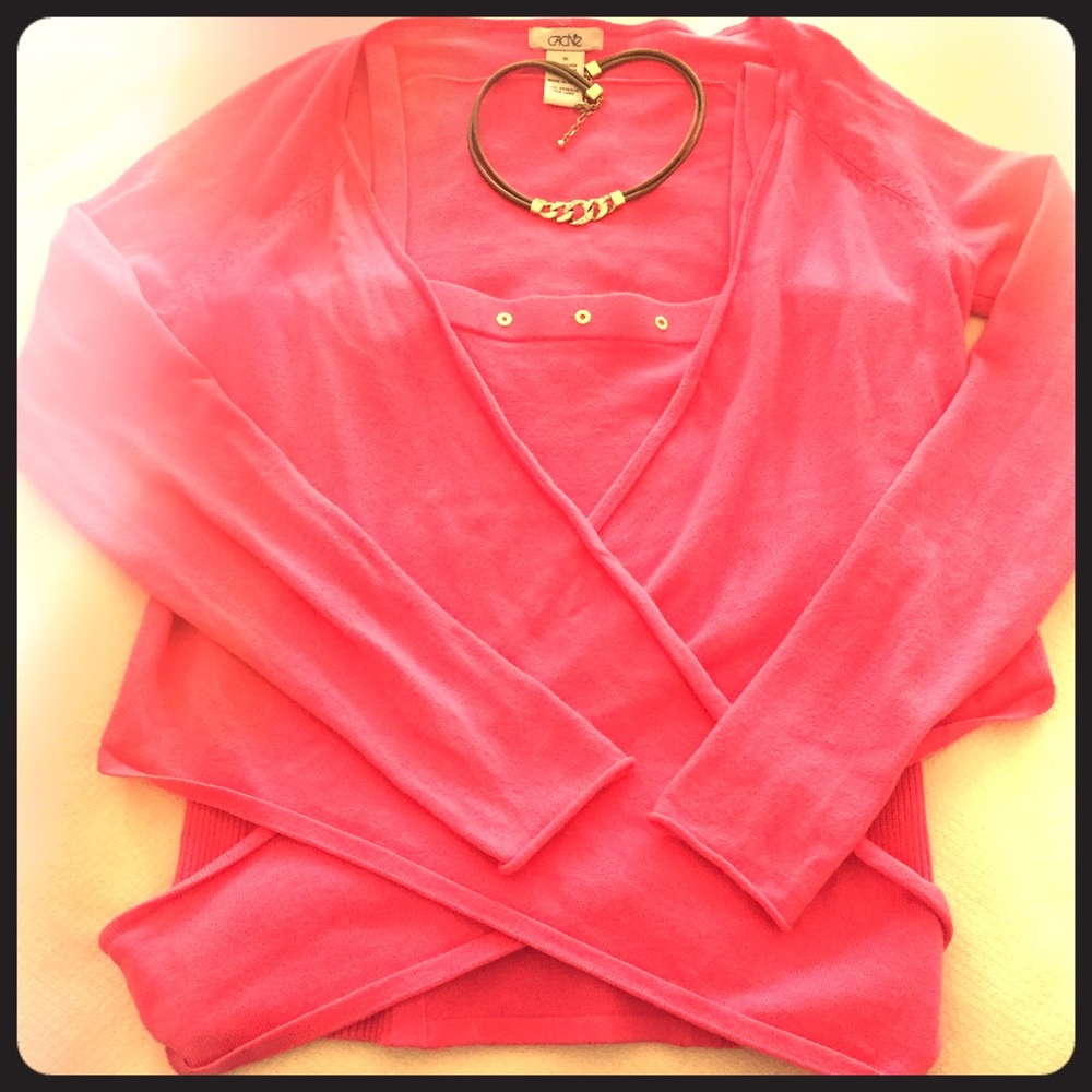 Cache Pink Tank and Matching Sweater Size S
