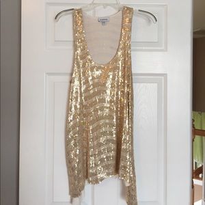 Gold sequin angled top
