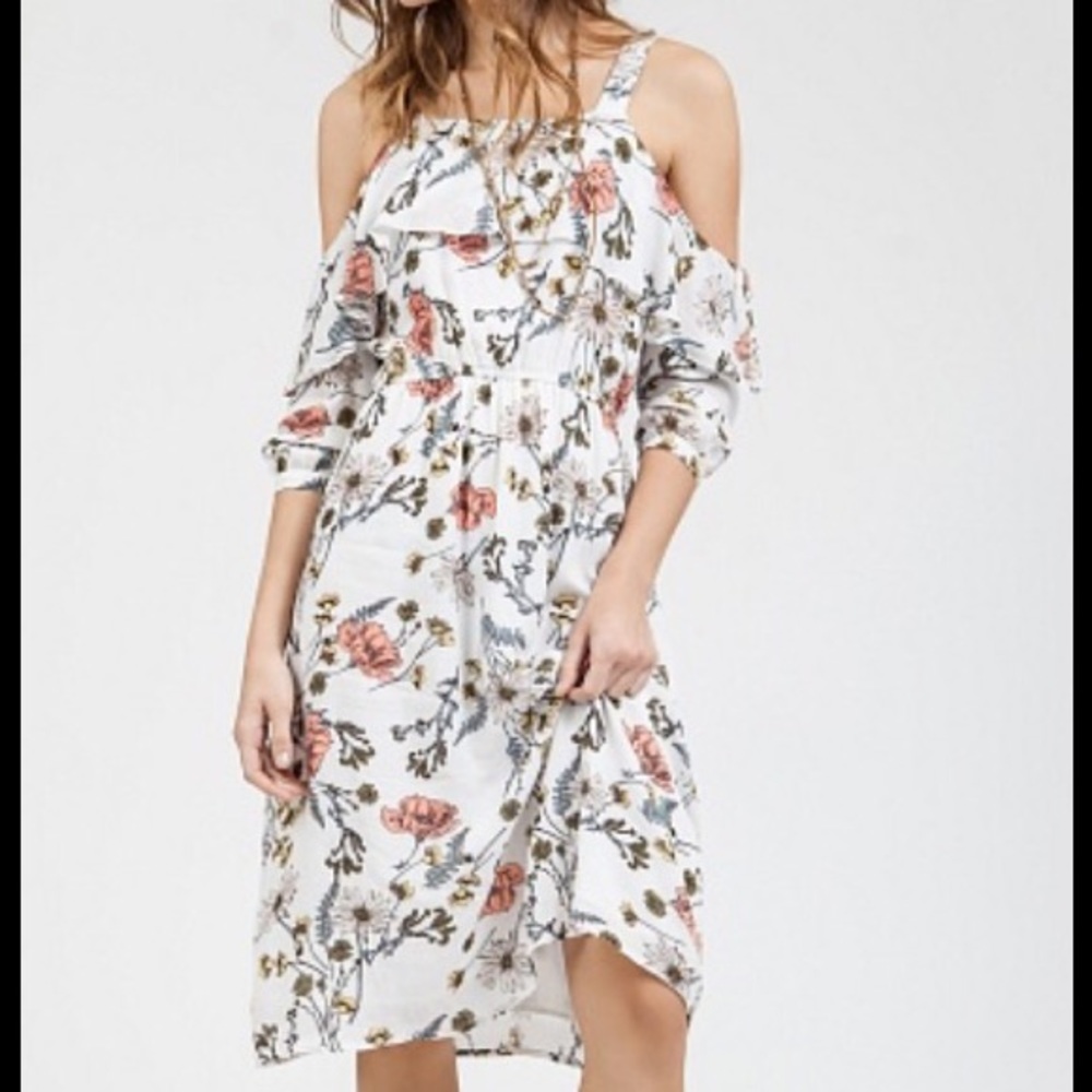 Floral cold shoulder dress