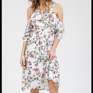 Floral cold shoulder dress