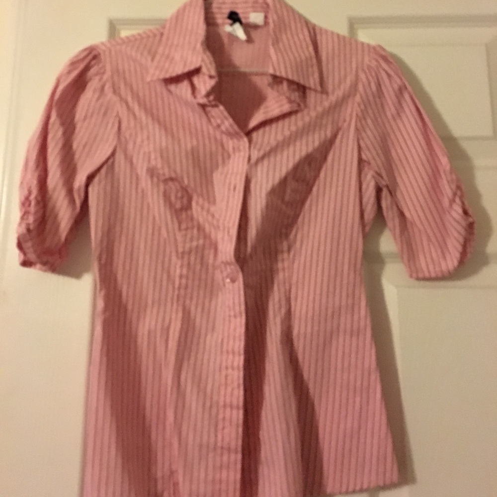 Pink and black pin stripped button down