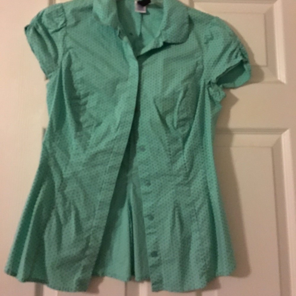 Teal short sleeve button down