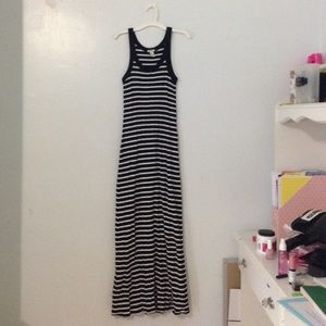 Black and white striped maxi dress