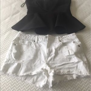 BUNDLE‼️‼️Black peplum top and white shorts
