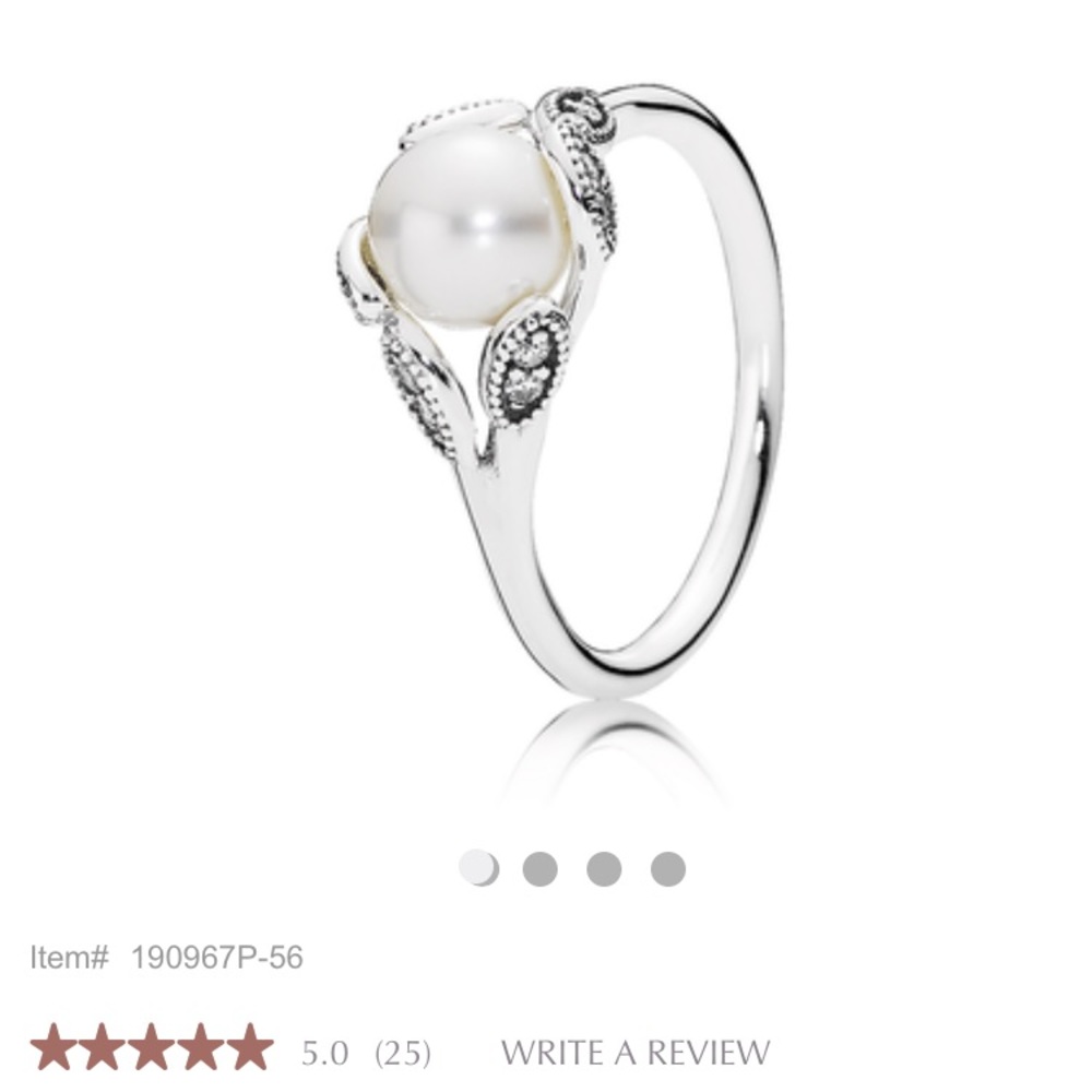 Authentic real pandora luminous leaves pearl ring