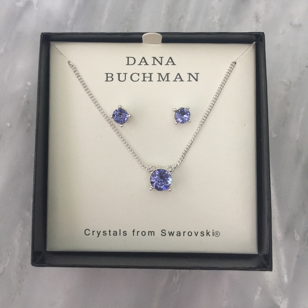 Purple studs and necklace set