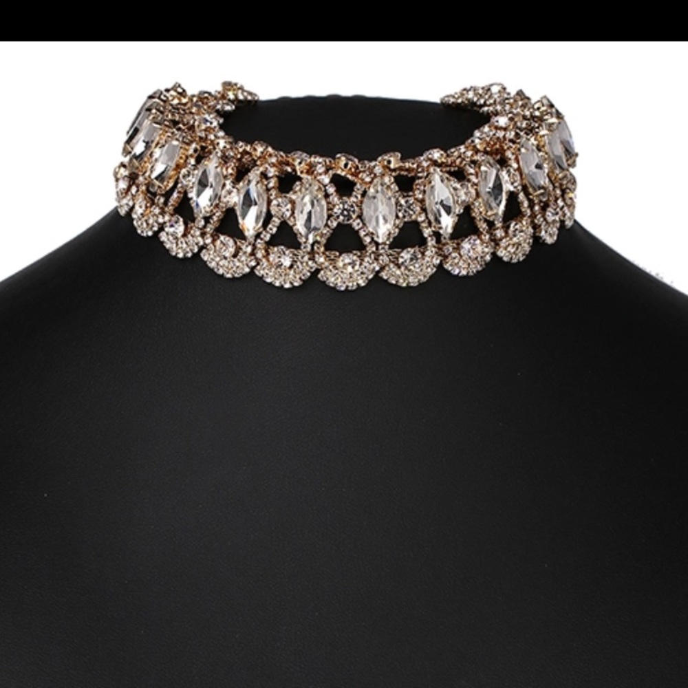 Gold crystal choker - Picture 2 of 6