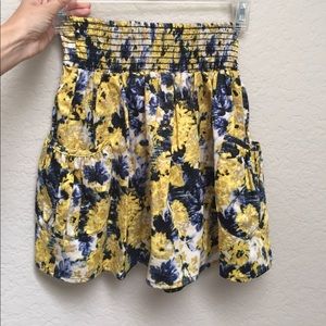 Yellow and blue floral skirt