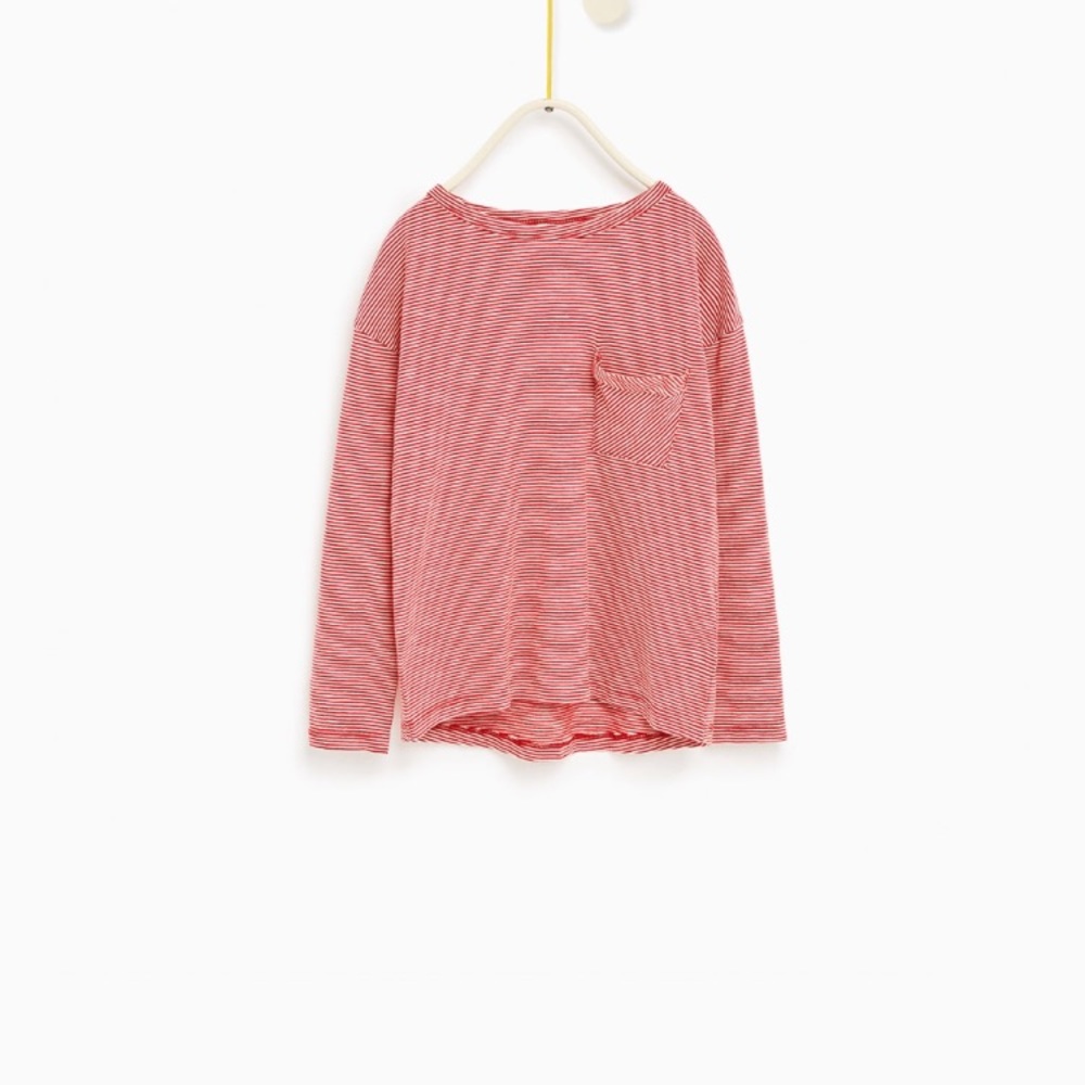 Red and white striped long sleeve pocket top never worn
