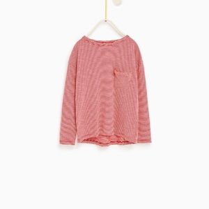 Red and white striped long sleeve pocket top never worn