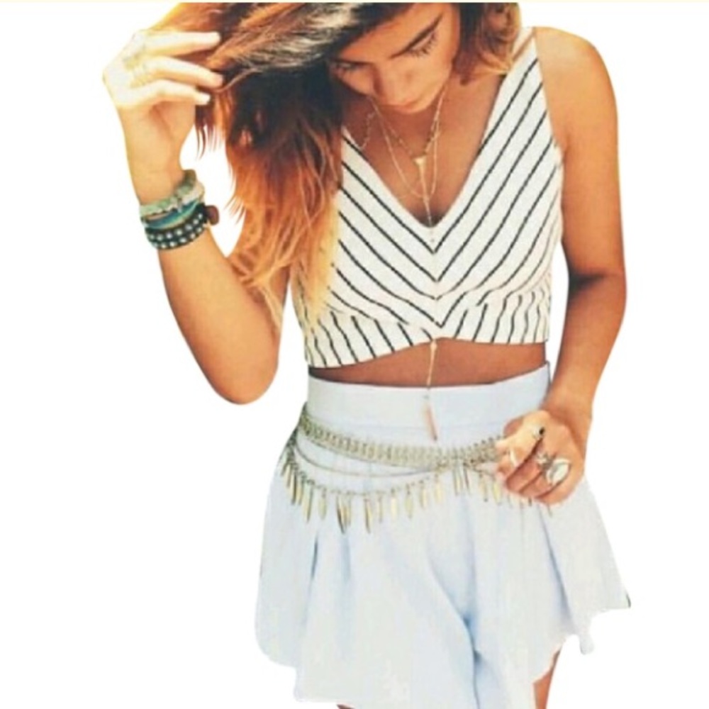 LF Rumor Boutique Pin Stripe Knit Crop Top