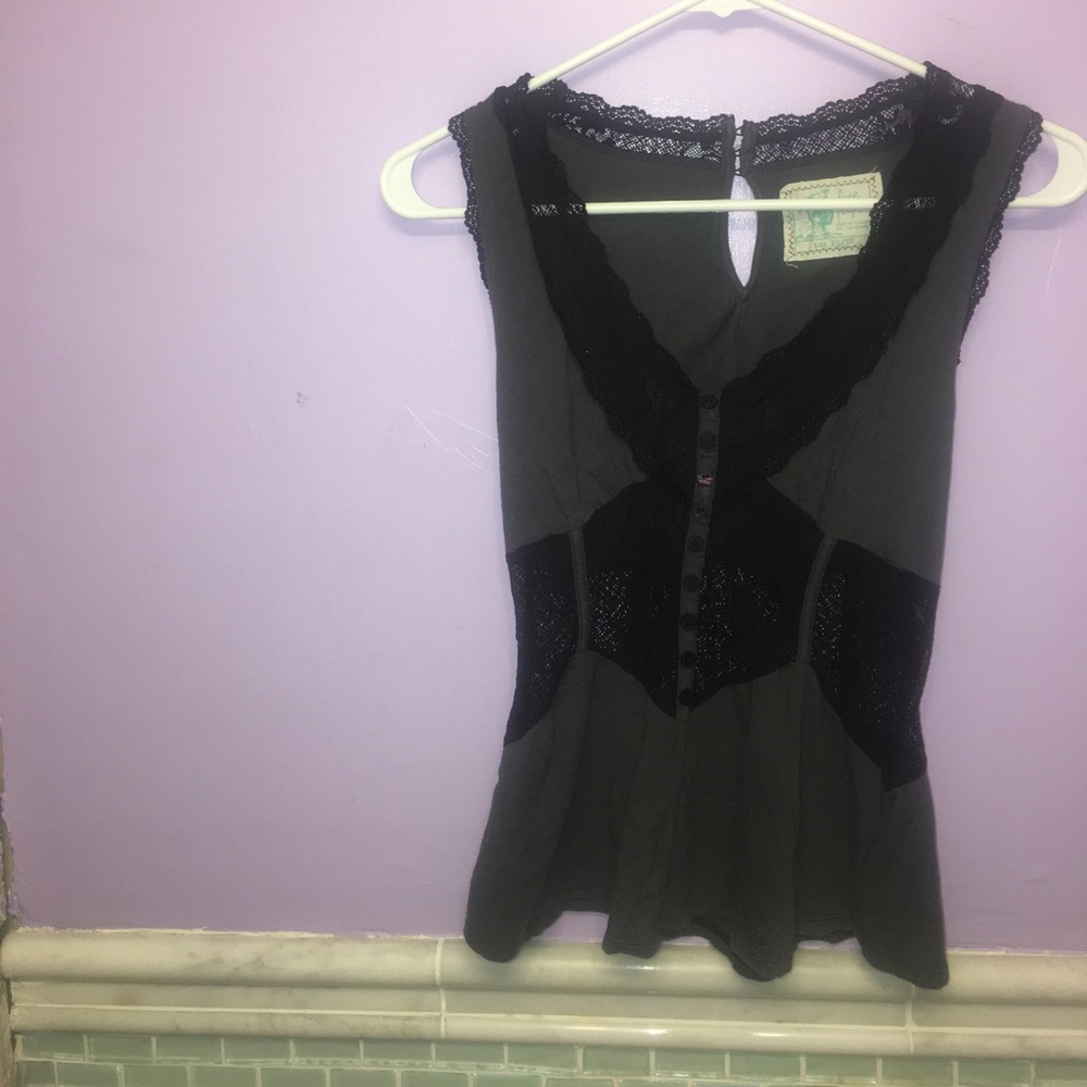 Free People black and grey Lacey top