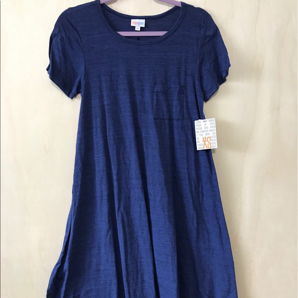 LuLaRoe XS Carly Solid Navy Blue Dress