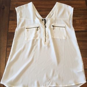 White Zipper Blouse