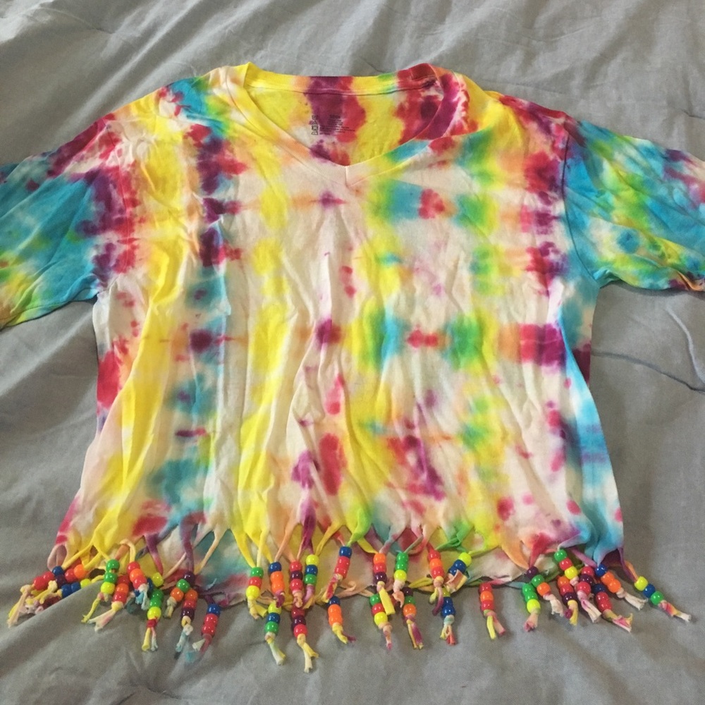 Tye dye crop top with beads