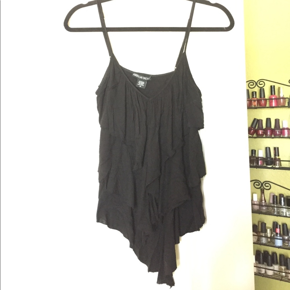 Black ruffled tank top