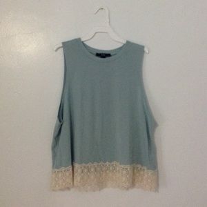Mint green muscle tee with lace trim Forever 21