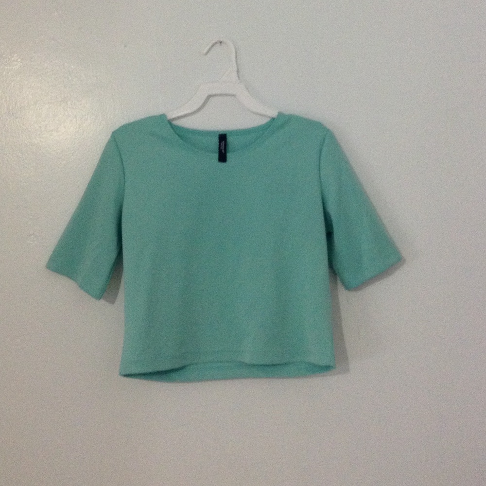 Mint green scuba material crop top from Foxes