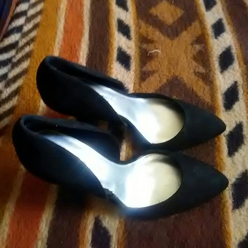 Black suede pumps