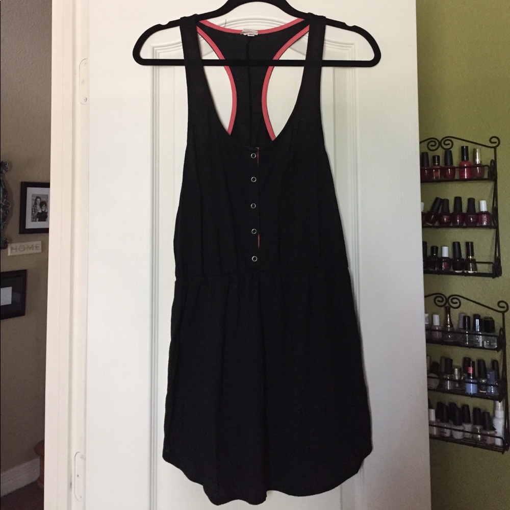 Black button down racer back swimsuit coverup
