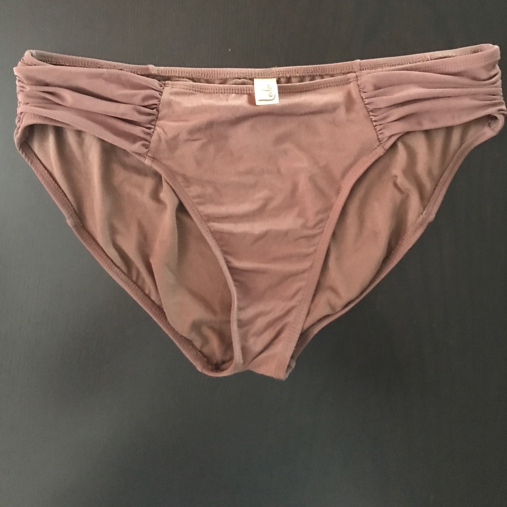 Brown mesh panel bikini bottom