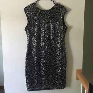 H&M size L black sequined dress
