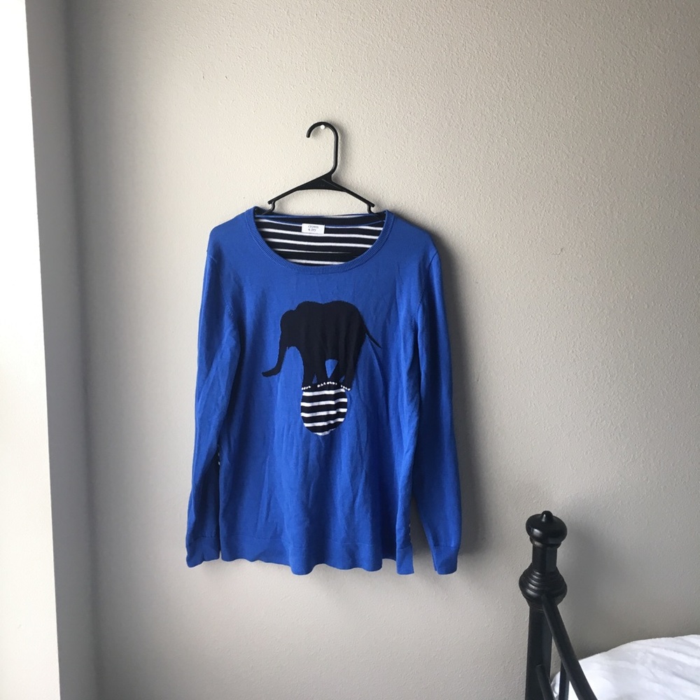 Blue and Striped Elephant Sweater