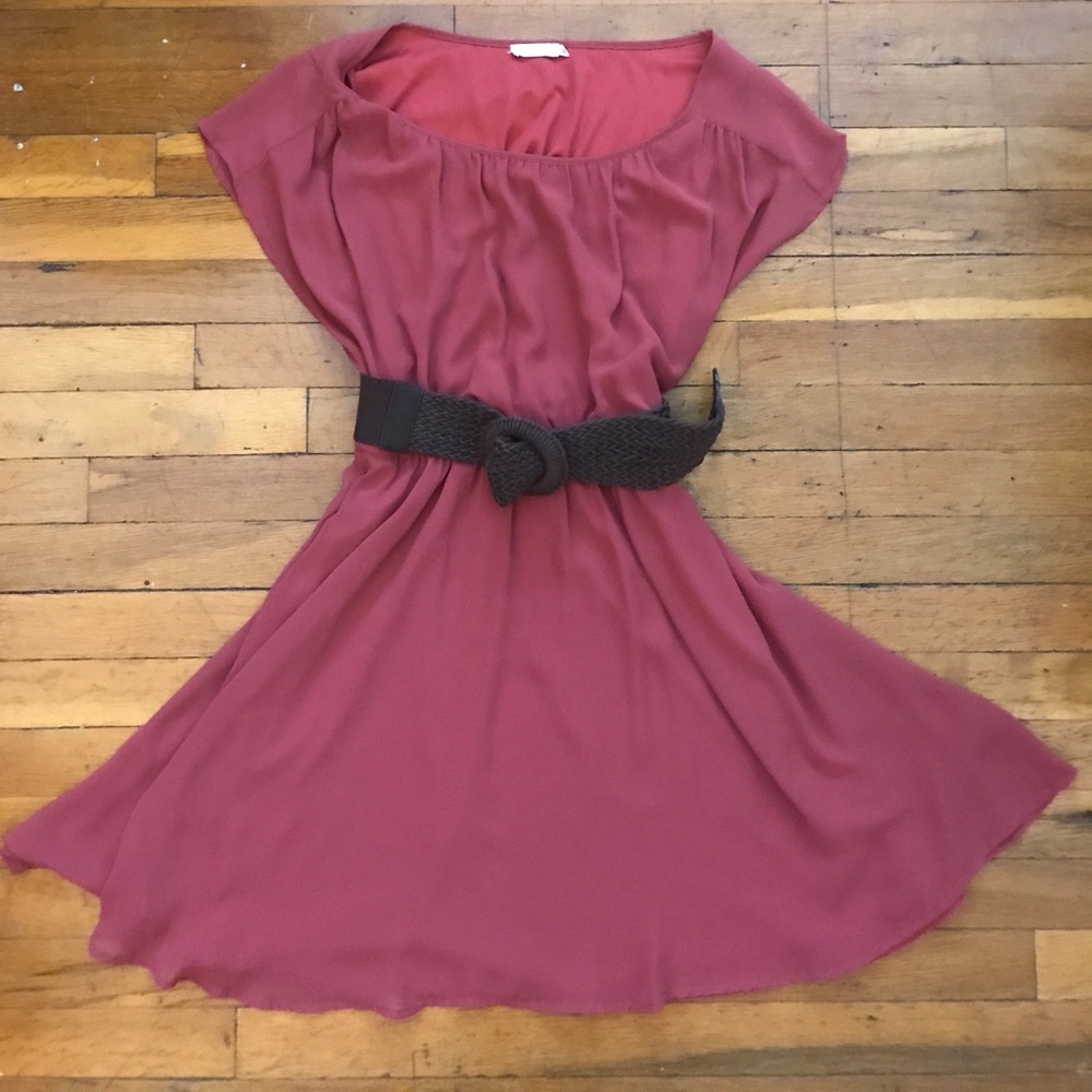 Lush rust colored chiffon dress empire style waist