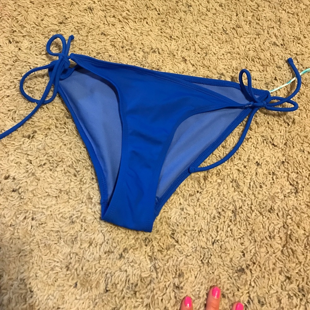 Blue string bikini bottoms