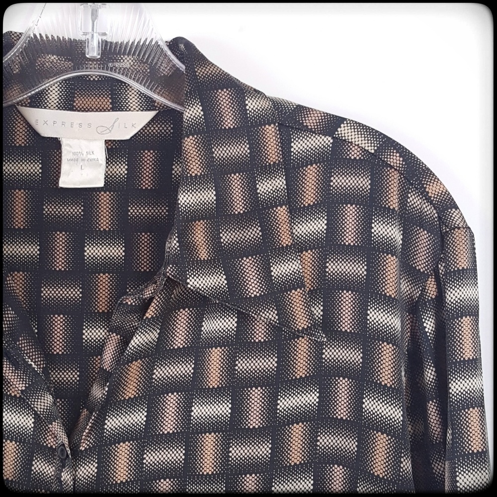 Express 100% silk long sleeve button up