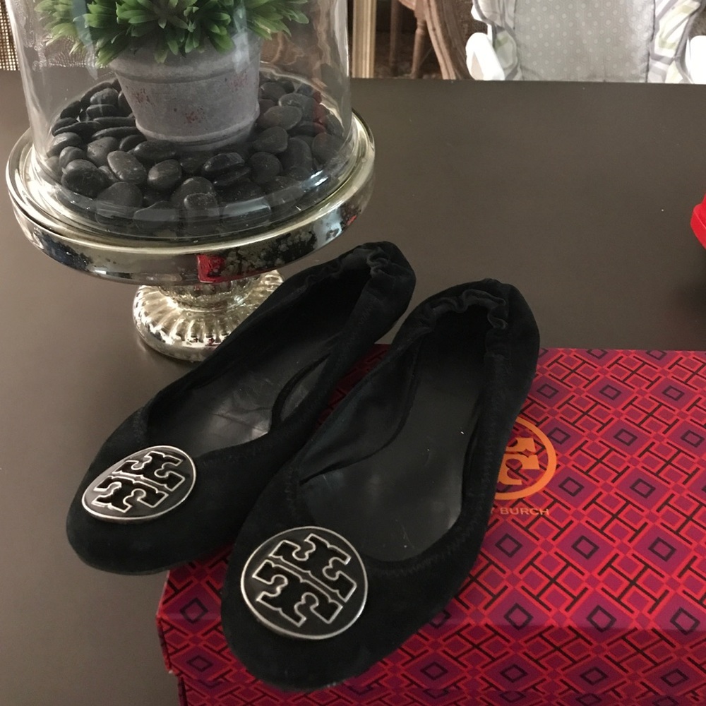 Tory Burch black suede flats