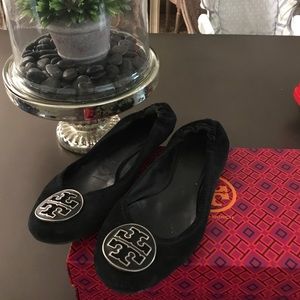 Tory Burch black suede flats