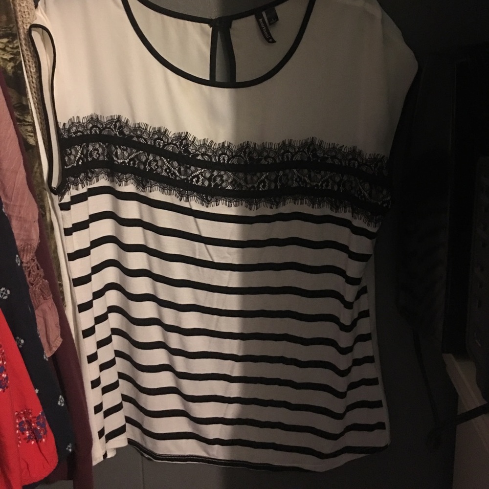 Black and white striped blouse