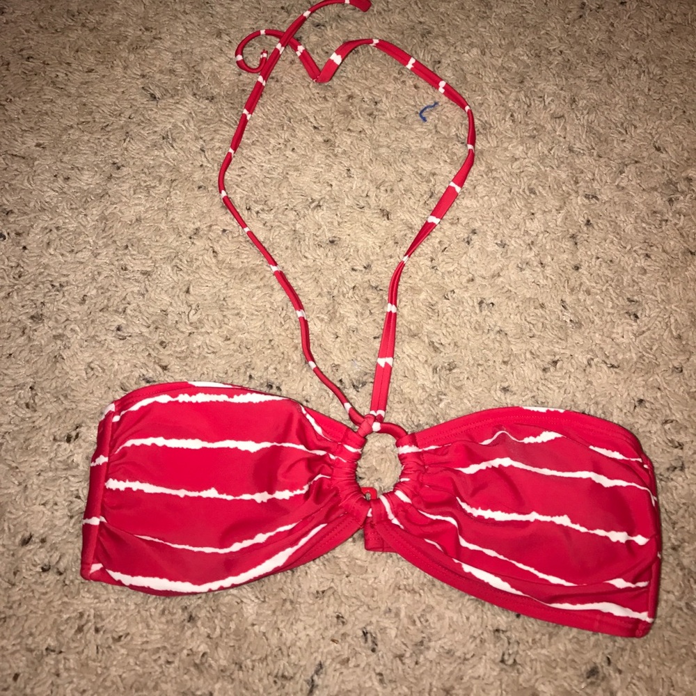 Red and white bikini top