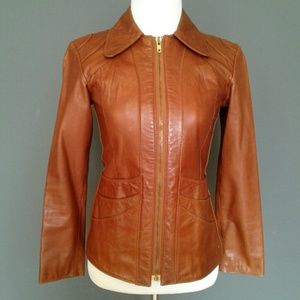 Vintage Crae Carlyle Tan Leather Blazer size 0/2
