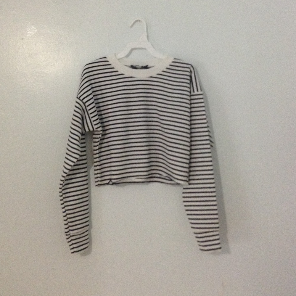 Black and white striped crop top from boohoo