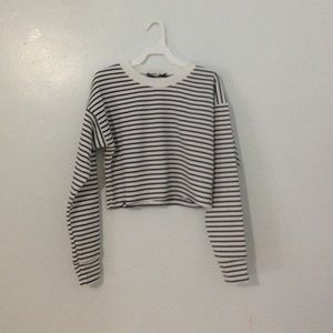 Black and white striped crop top from boohoo
