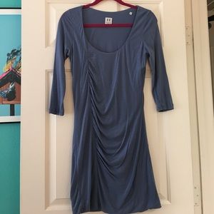 Halston Heritage periwinkle side ruched dress.