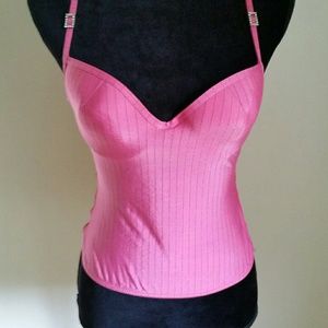Bright pink glittery striped camisole