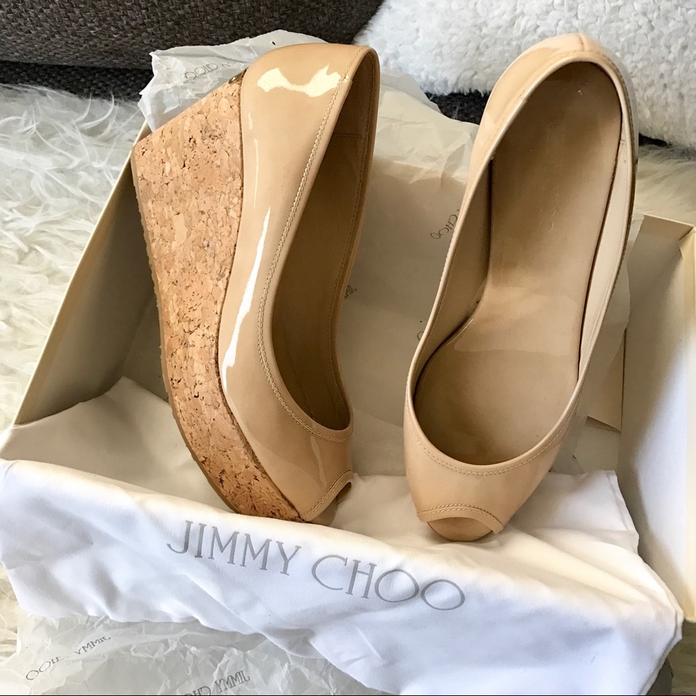 Jimmy Choo Nude Patent Wedge