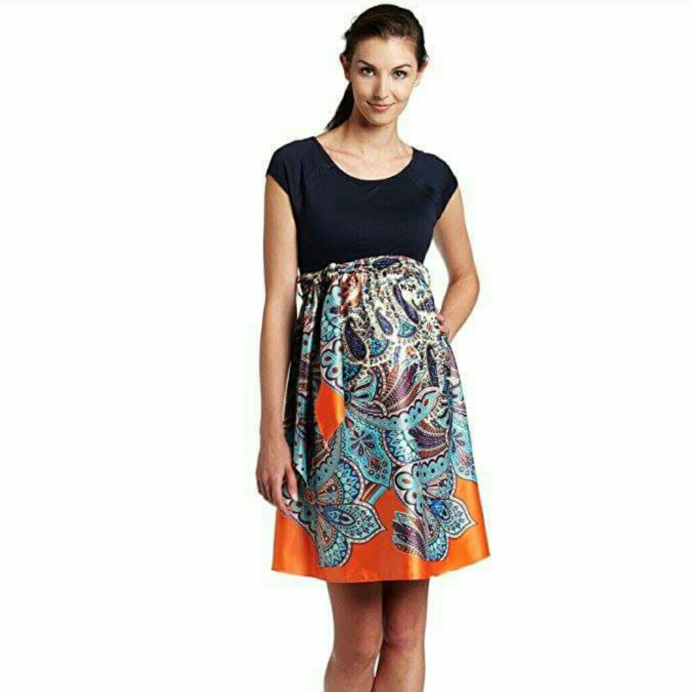 Maternal America Women's Maternity front tie dress