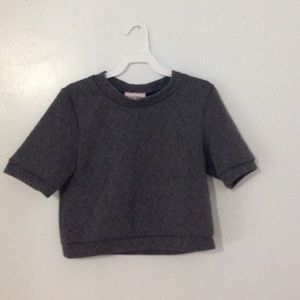Grey chevron material winter crop top