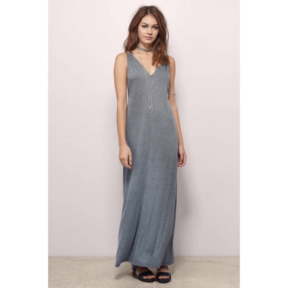 gray strappy back maxi dress - Picture 3 of 6