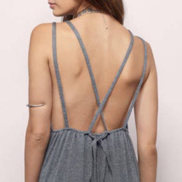 gray strappy back maxi dress - Picture 4 of 6