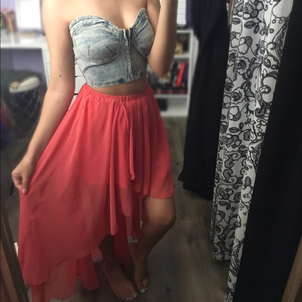 🌴Coral/pink Maxi Skirt